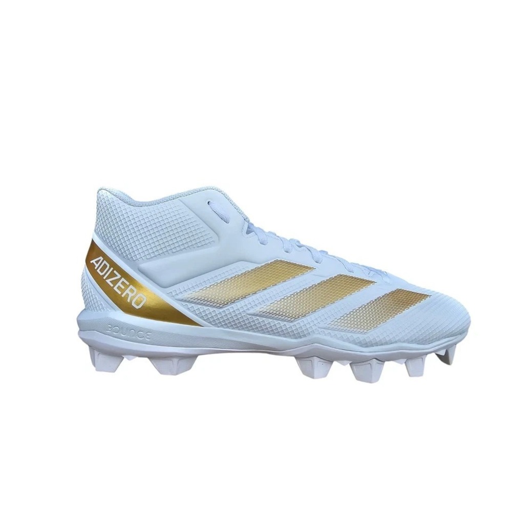 NEW! Adidas Adizero Impact.2 Men Wite/ Gold Football Cleats Sz 12 IF5106